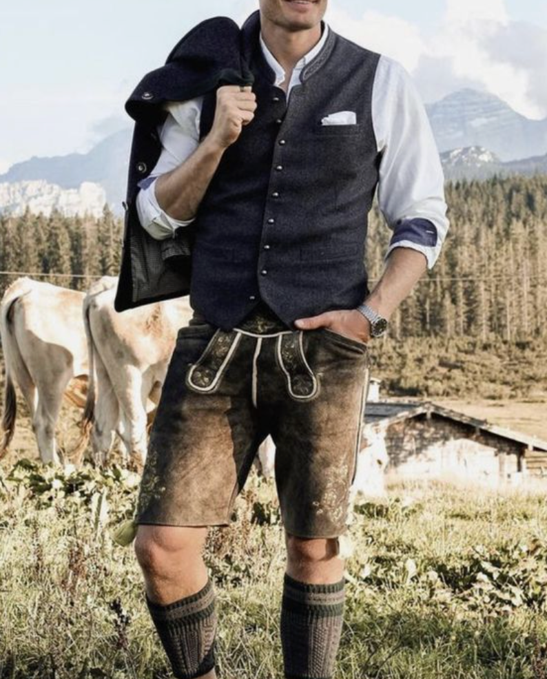 Herr Läderstil Kortbyxor | Traditionell Oktoberfest Byxor