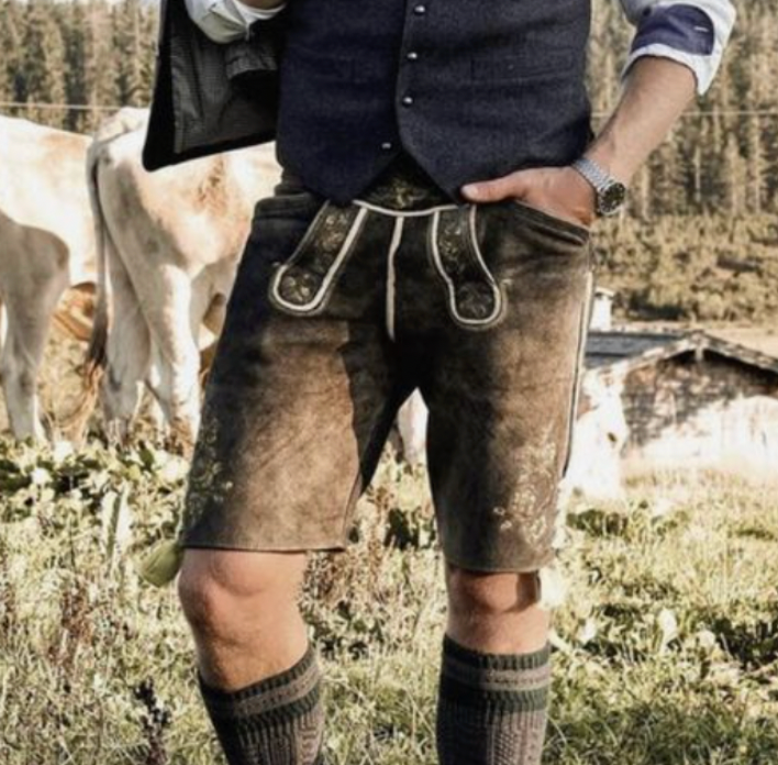 Herr Läderstil Kortbyxor | Traditionell Oktoberfest Byxor