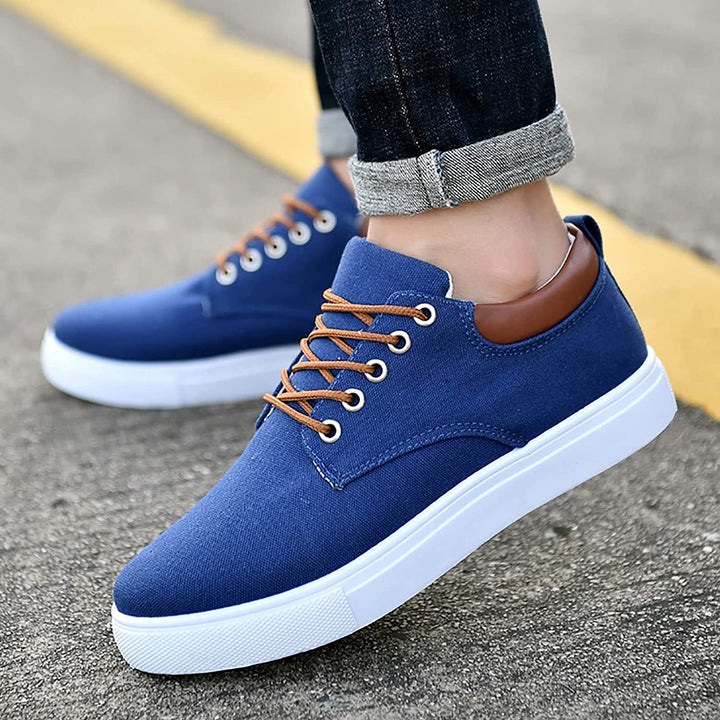 Herr Duk Sneakers | Avslappnad Låg Topp Skor med Vit Sula