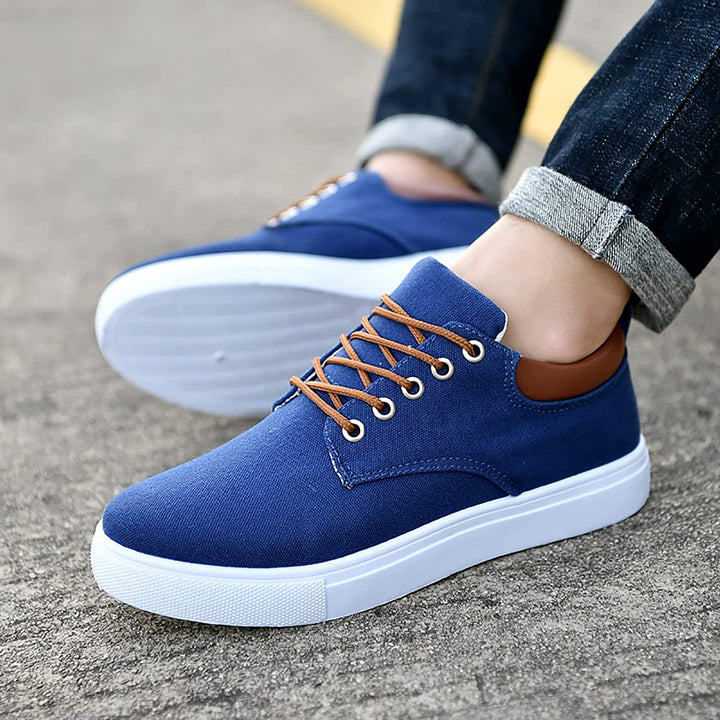 Herr Duk Sneakers | Avslappnad Låg Topp Skor med Vit Sula