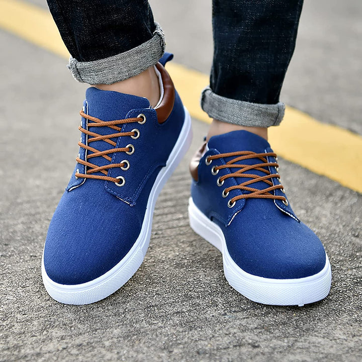 Herr Duk Sneakers | Avslappnad Låg Topp Skor med Vit Sula
