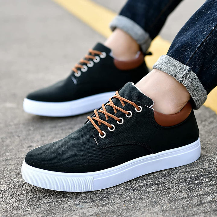 Herr Duk Sneakers | Avslappnad Låg Topp Skor med Vit Sula