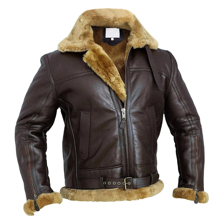 Herr Shearling-Stil Bomberjacka | Flygarstil B3 Jacka