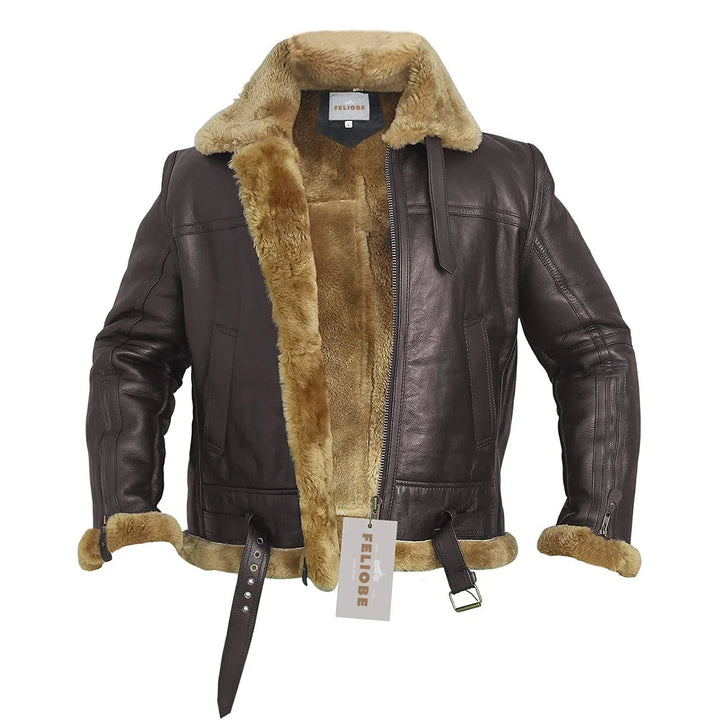 Herr Shearling-Stil Bomberjacka | Flygarstil B3 Jacka