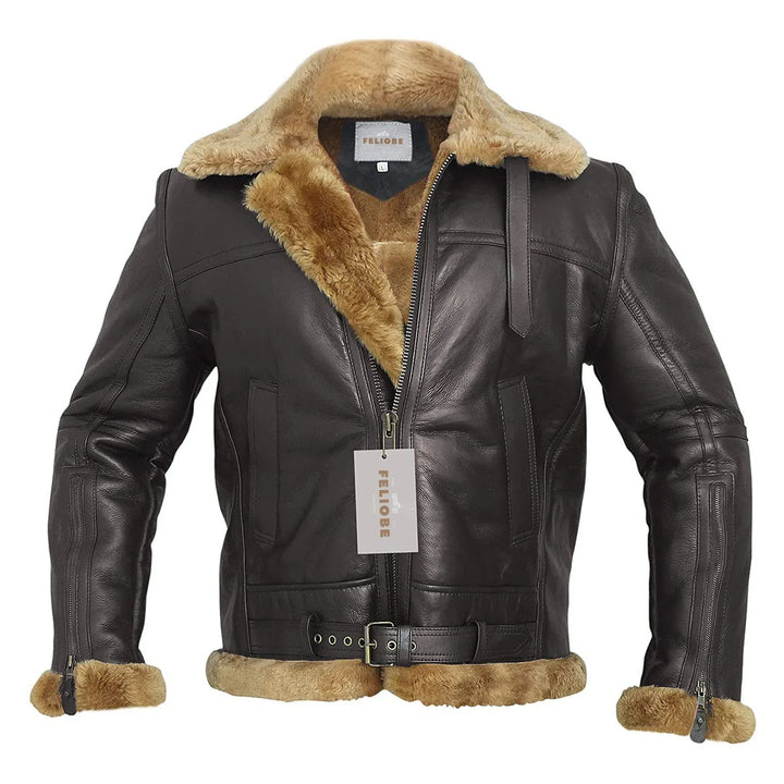 Herr Shearling-Stil Bomberjacka | Flygarstil B3 Jacka