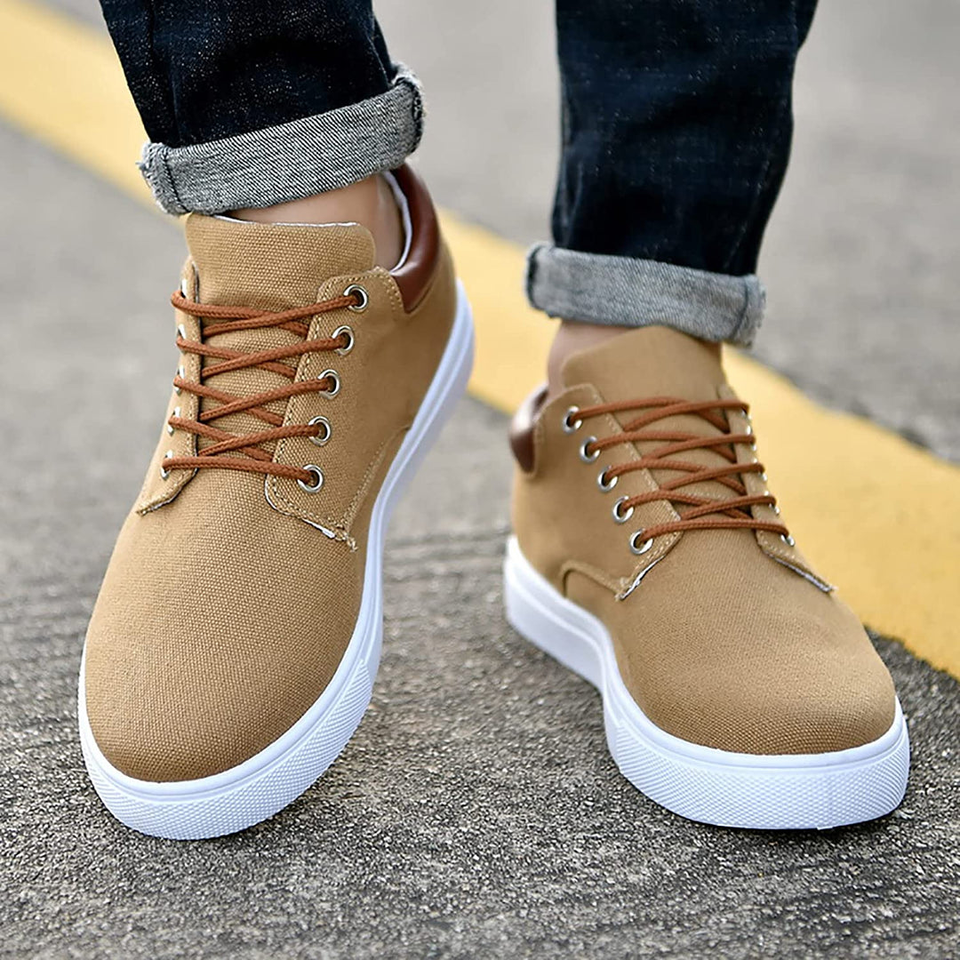 Herr Duk Sneakers | Avslappnad Låg Topp Skor med Vit Sula