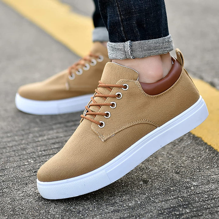 Herr Duk Sneakers | Avslappnad Låg Topp Skor med Vit Sula
