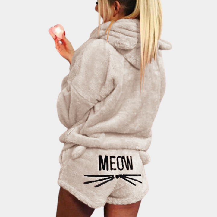 Dam Meow Ultra-Bekväm Fleece Lounge Pyjamasset