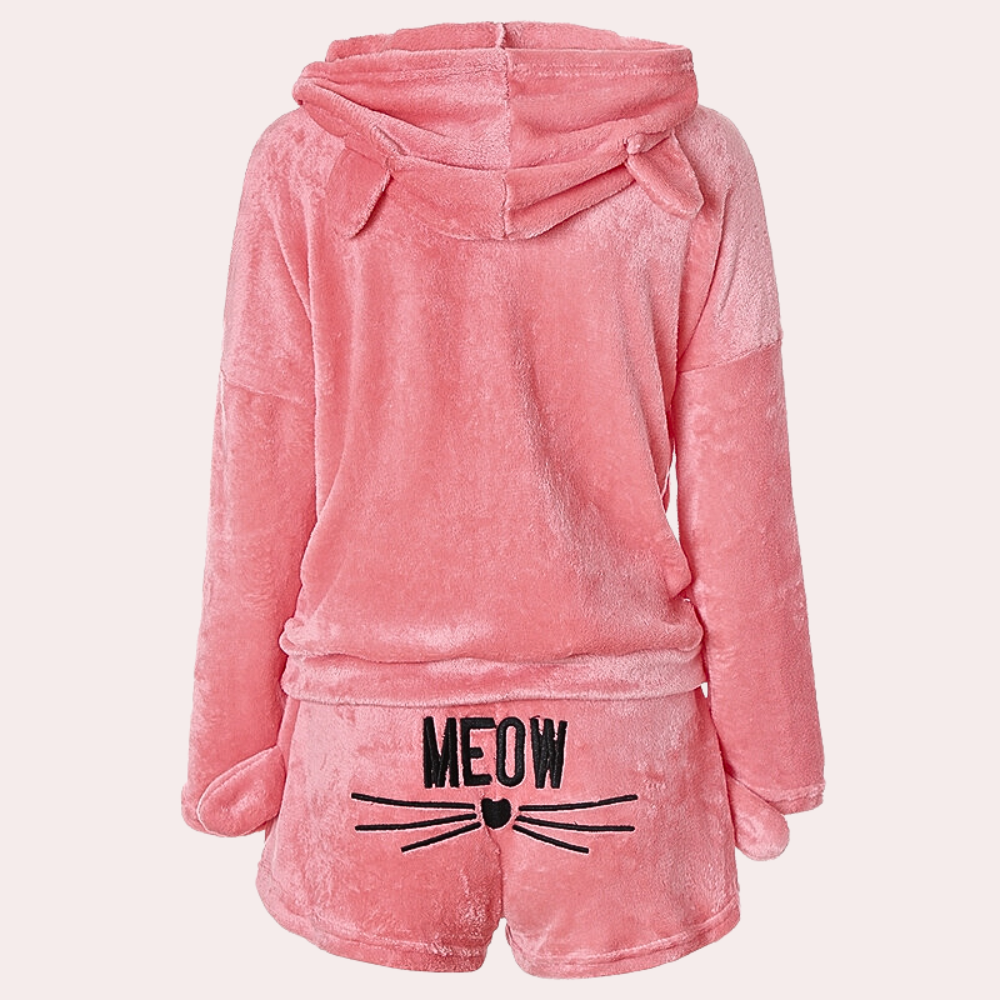 Dam Meow Ultra-Bekväm Fleece Lounge Pyjamasset