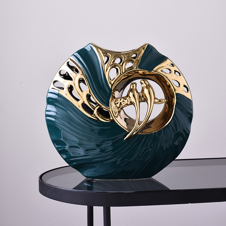 Eleganta Fågel Keramik Skulptur | Dekorativ Konst Staty för Heminredning