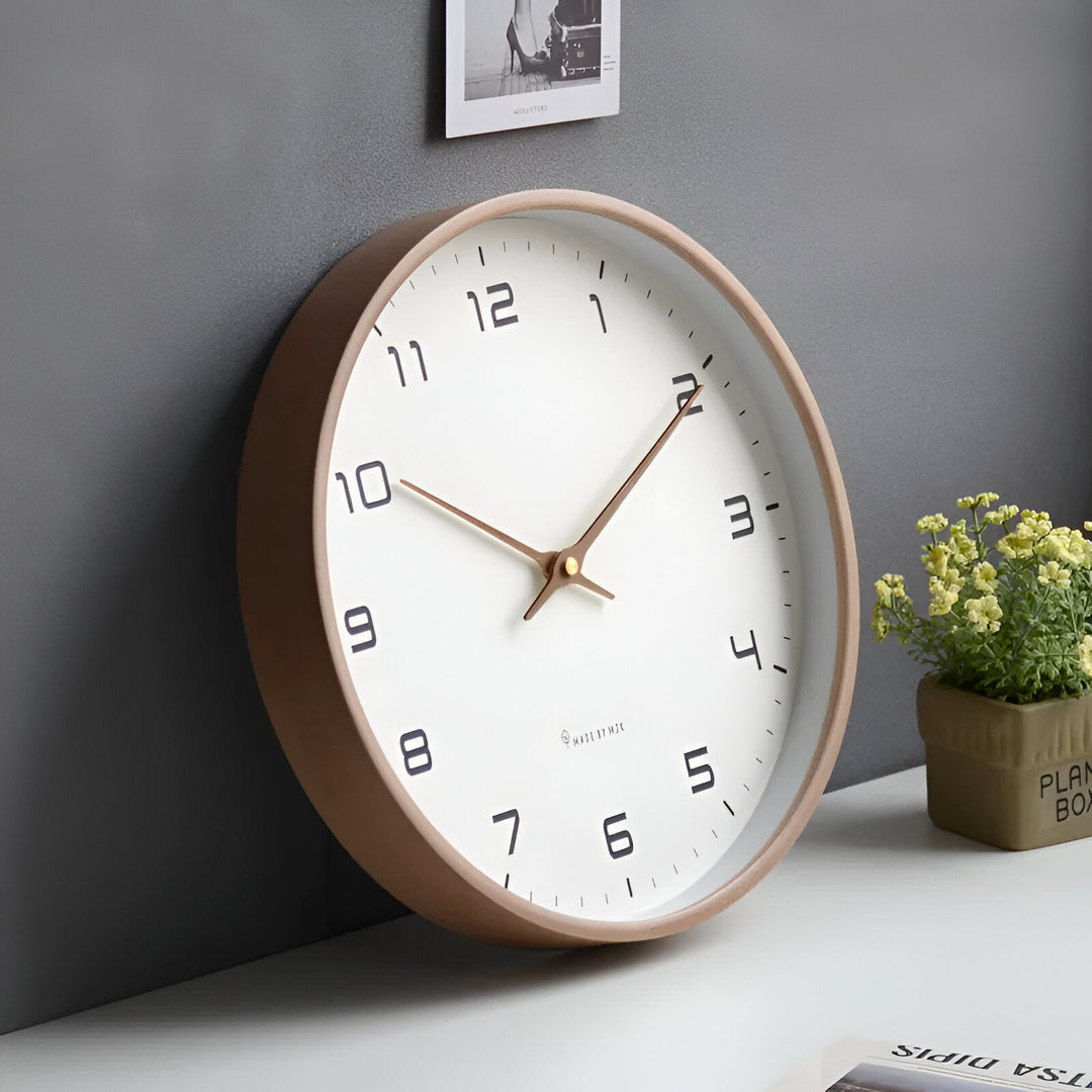 Eleganta Trä Väggklocka Med Precis Tyst Kvartsurverk | 30 cm