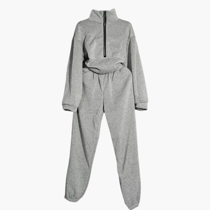 Dam Halv Dragkedja Träningsoverall Uppsättning | Sweatshirt och Byxor Lounge Kostym