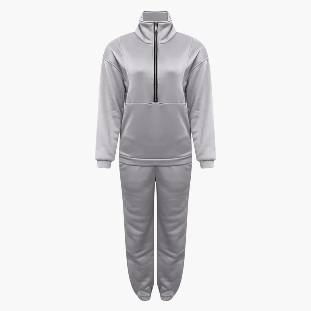 Dam Halv Dragkedja Träningsoverall Uppsättning | Sweatshirt och Byxor Lounge Kostym