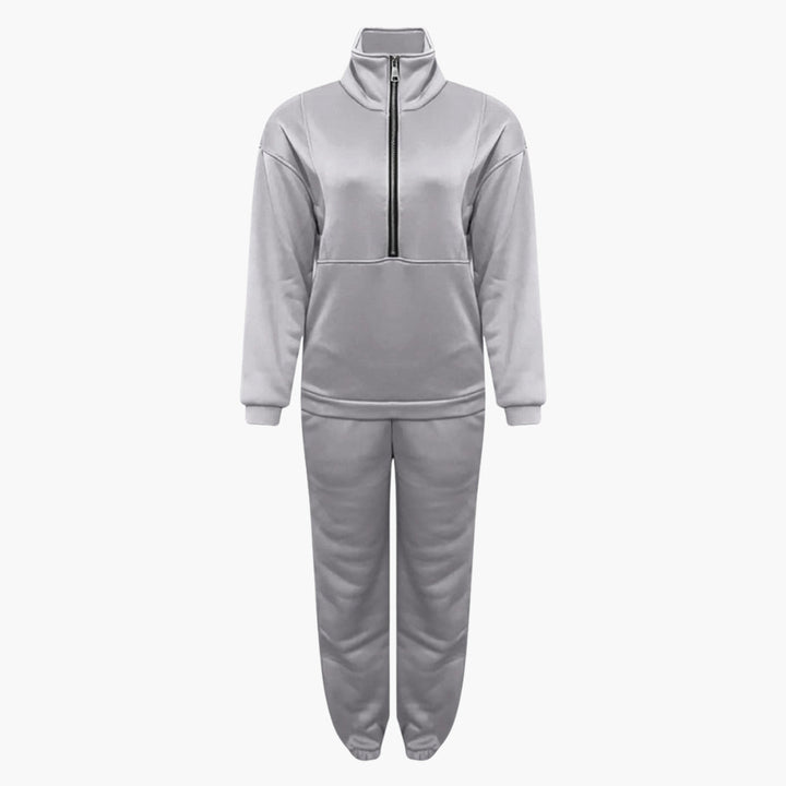 Dam Halv Dragkedja Träningsoverall Uppsättning | Sweatshirt och Byxor Lounge Kostym
