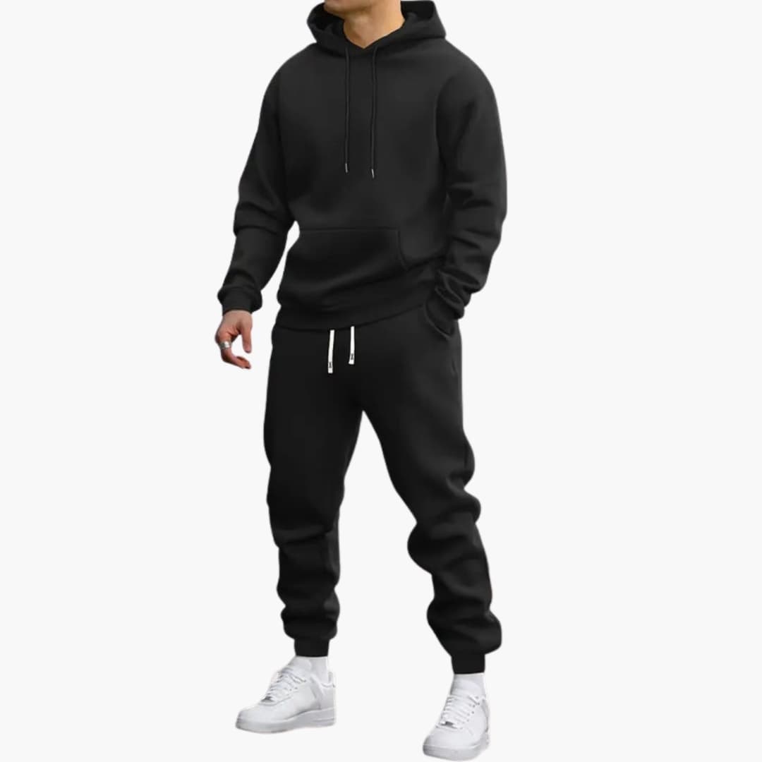 Herr 2-Delad träningsoverall | Pullover Luvtröja och Avsmalnande Joggare