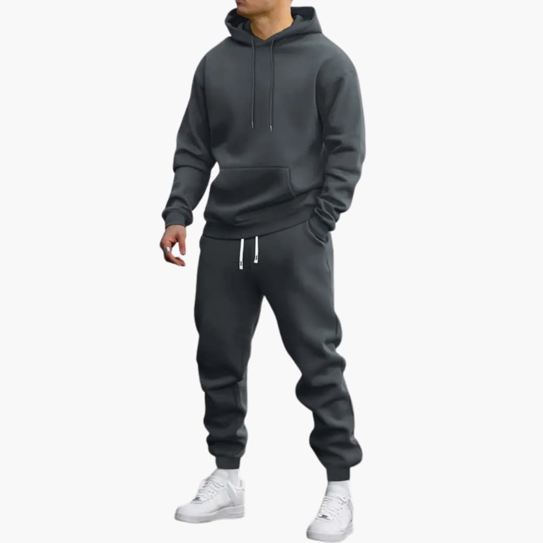 Herr 2-Delad träningsoverall | Pullover Luvtröja och Avsmalnande Joggare