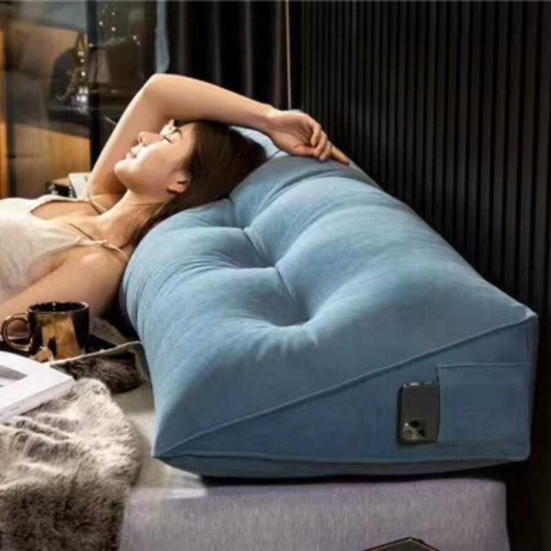 Ergonomisk Kilkudde För Säng | Stödjande Rygg Och Nack Avlastning Med Sidoficka, Flera Storlekar
