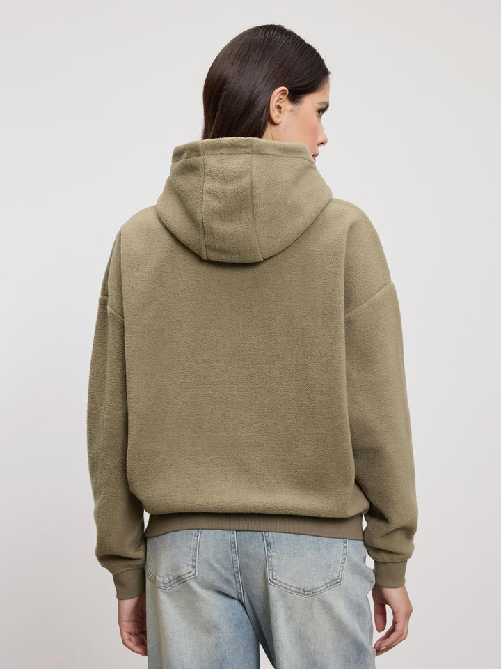 Snygg Vinterhuvtröja | Dam Oliv Fleece Huvtröja