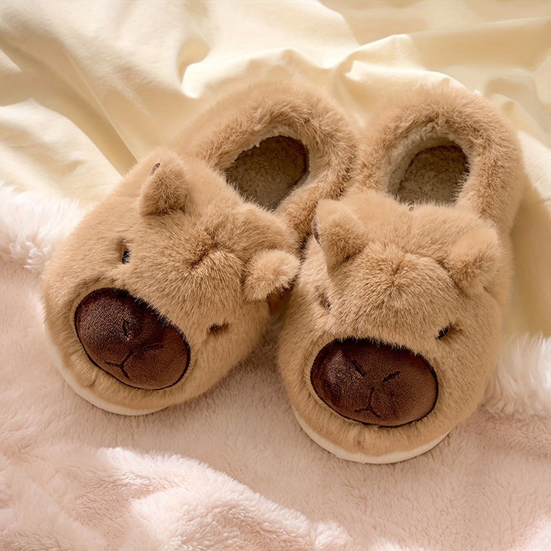 Fluffiga Kapybara Plysch Tofflor | Mysig Hemkomfort