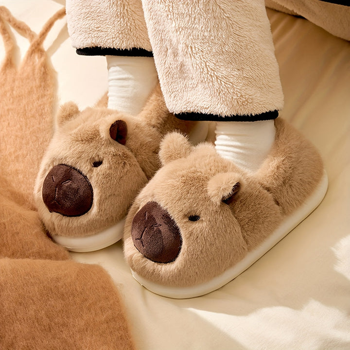 Fluffiga Kapybara Plysch Tofflor | Mysig Hemkomfort