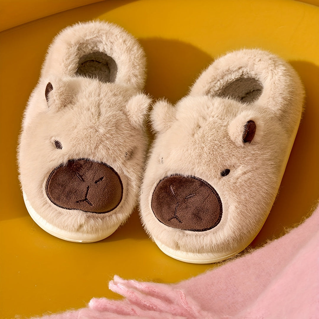 Fluffiga Kapybara Plysch Tofflor | Mysig Hemkomfort
