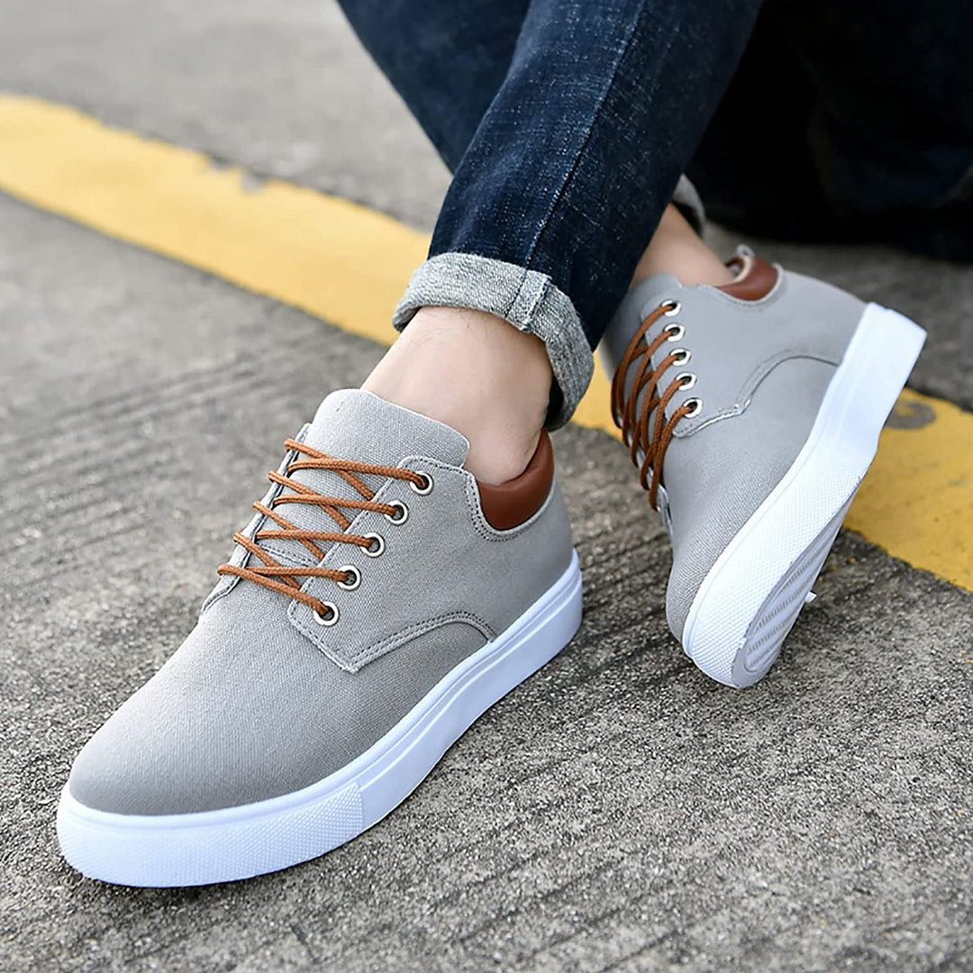 Herr Duk Sneakers | Avslappnad Låg Topp Skor med Vit Sula