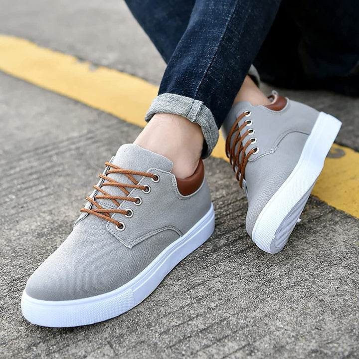 Herr Duk Sneakers | Avslappnad Låg Topp Skor med Vit Sula