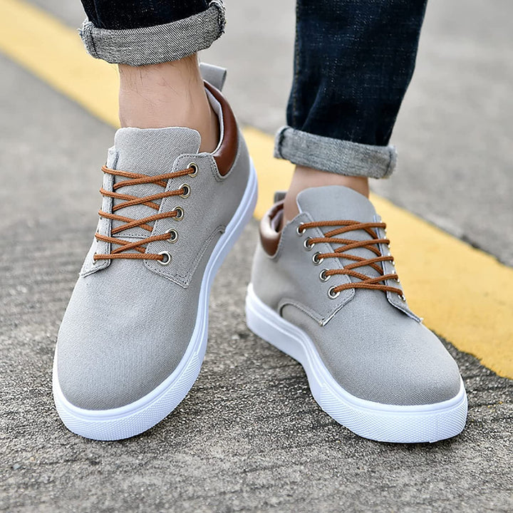 Herr Duk Sneakers | Avslappnad Låg Topp Skor med Vit Sula