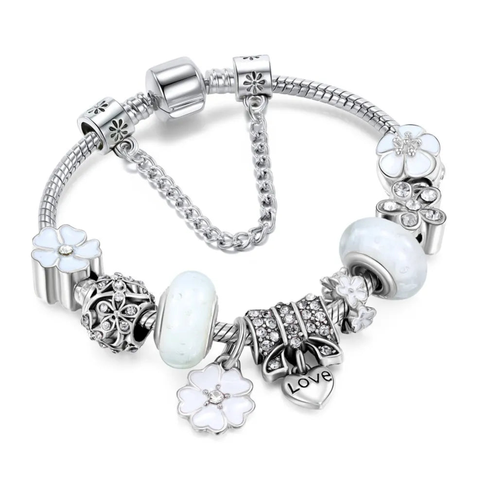 Dam Unikt Silver Stil Kärlek Berlock Armband