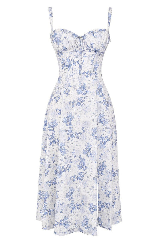Dam Blommig Bustier Solklänning | Midjeformande Passform
