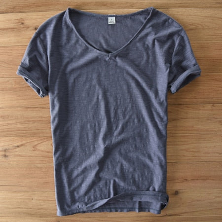 Herr V-Ringning T-Shirt | Lättviktig Avslappnad Kortärmad