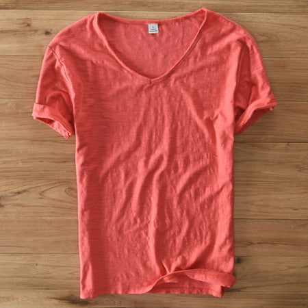 Herr V-Ringning T-Shirt | Lättviktig Avslappnad Kortärmad