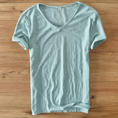Herr V-Ringning T-Shirt | Lättviktig Avslappnad Kortärmad
