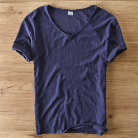 Herr V-Ringning T-Shirt | Lättviktig Avslappnad Kortärmad