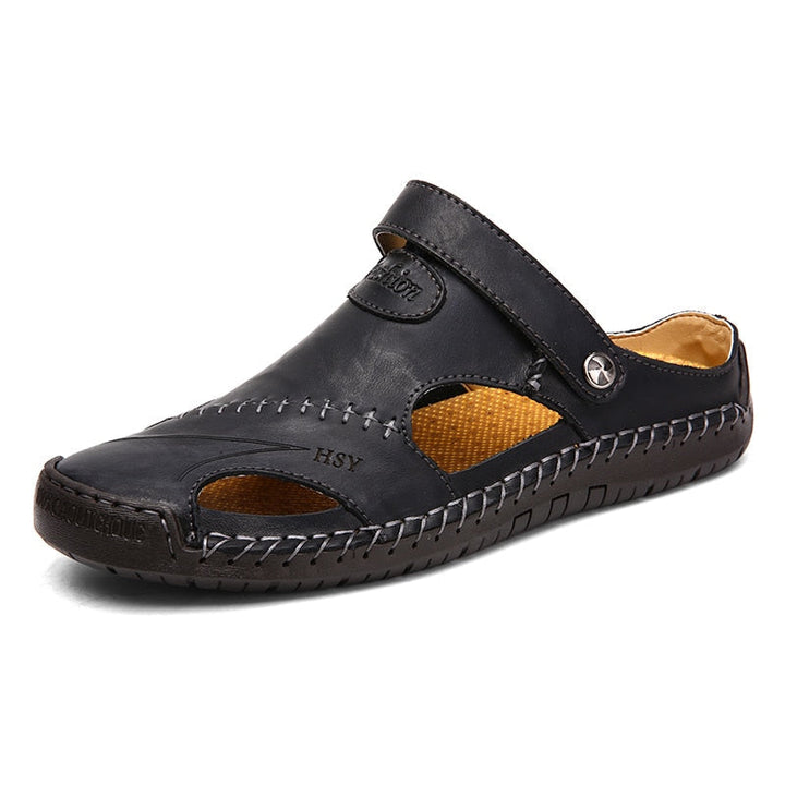 Herr Läderstil Öppna Sandaler | Avslappnad Sommarkomfort