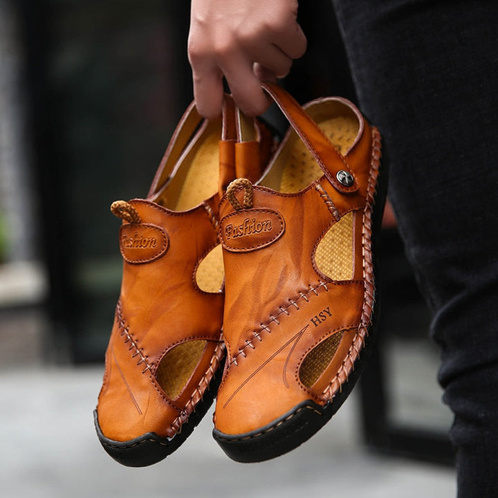Herr Läderstil Öppna Sandaler | Avslappnad Sommarkomfort