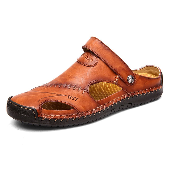 Herr Läderstil Öppna Sandaler | Avslappnad Sommarkomfort