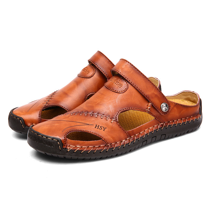 Herr Läderstil Öppna Sandaler | Avslappnad Sommarkomfort