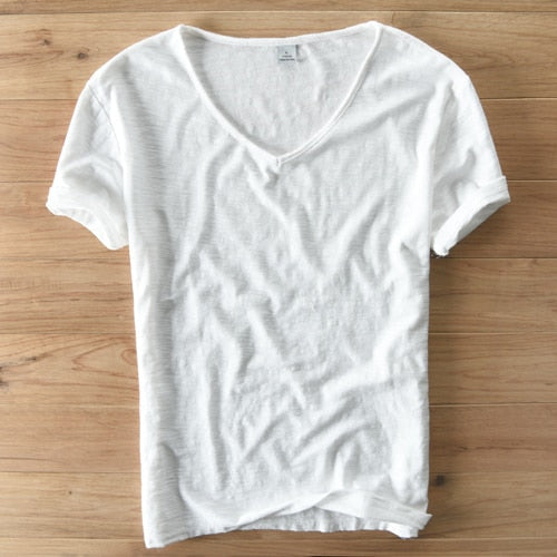 Herr V-Ringning T-Shirt | Lättviktig Avslappnad Kortärmad