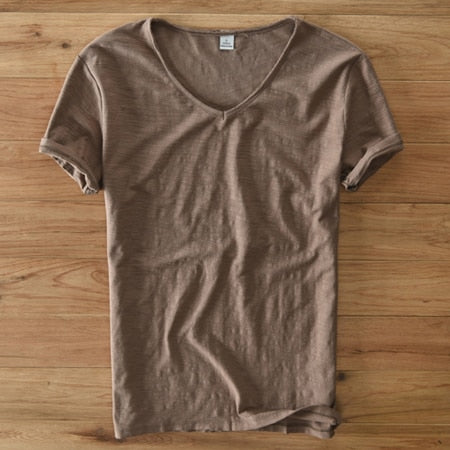 Herr V-Ringning T-Shirt | Lättviktig Avslappnad Kortärmad