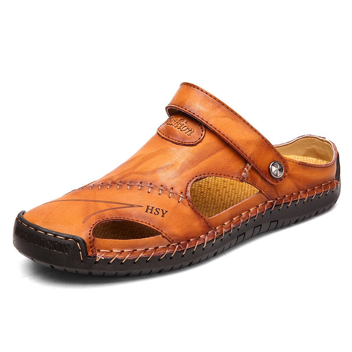 Herr Läderstil Öppna Sandaler | Avslappnad Sommarkomfort