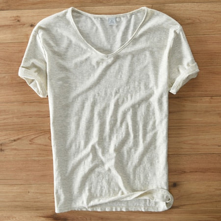 Herr V-Ringning T-Shirt | Lättviktig Avslappnad Kortärmad