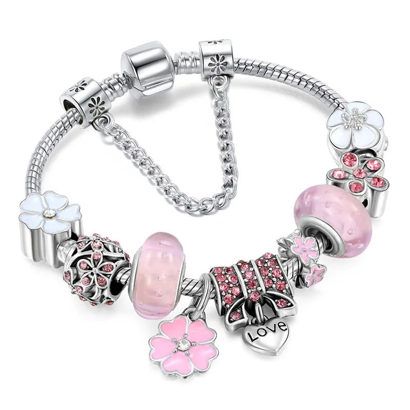 Dam Unikt Silver Stil Kärlek Berlock Armband