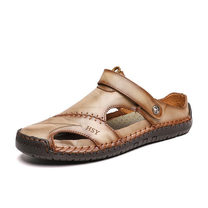 Herr Läderstil Öppna Sandaler | Avslappnad Sommarkomfort