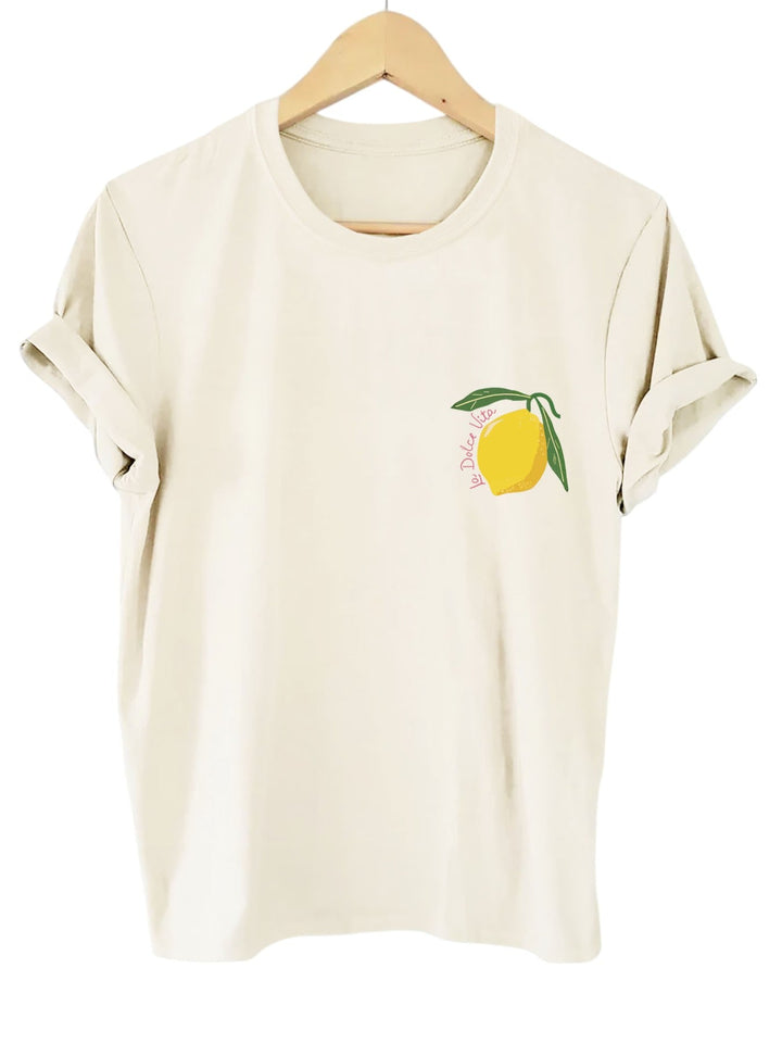 Dam Citrontryck Blus | Lättvikt Sommarstil Skjorta