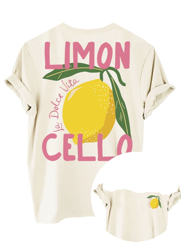 Dam Citrontryck Blus | Lättvikt Sommarstil Skjorta