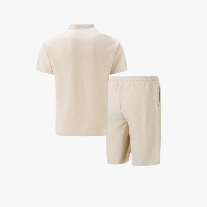 Herr Blixtlås Piké Co-Ord Set | Matchande Kortbyxor Sommaroutfit