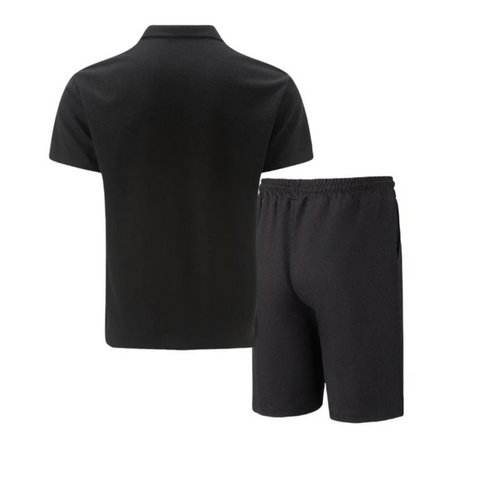 Herr Blixtlås Piké Co-Ord Set | Matchande Kortbyxor Sommaroutfit
