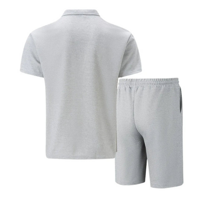 Herr Blixtlås Piké Co-Ord Set | Matchande Kortbyxor Sommaroutfit