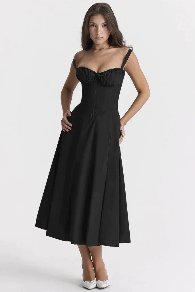 Dam Blommig Bustier Solklänning | Midjeformande Passform